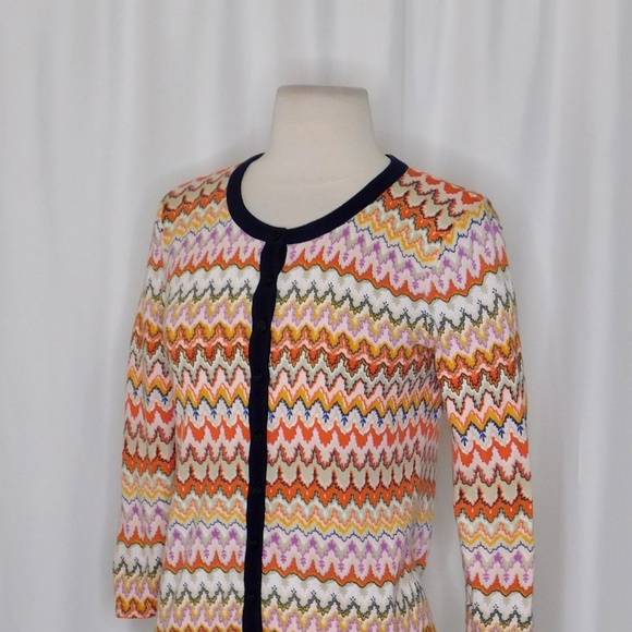 Anthropologie TABITHA Highlighted Frequencies Geometric Cardigan Sweater Medium - Picture 6 of 12